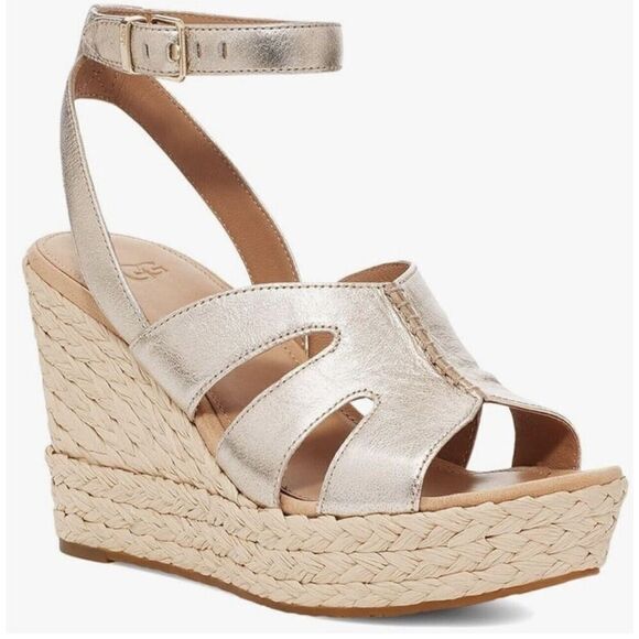 UGG Careena Metallic Gold Platform Sandals Women’s US Size 8 NWOB - Picture 1 of 6